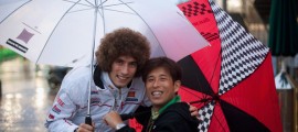 Takuma Aoki en compagnie de Marco Simoncelli lors du GP du Japon en 2010.